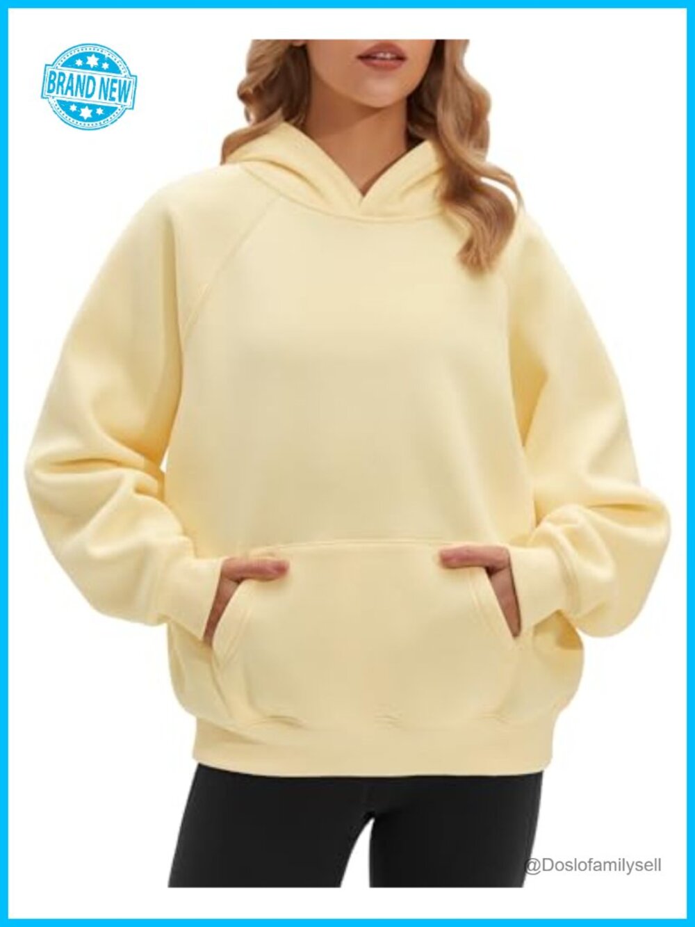 Oversized Fleece Hoodie Kangaroo Pocket Raglan Sleeve Pullover Sweatshirt